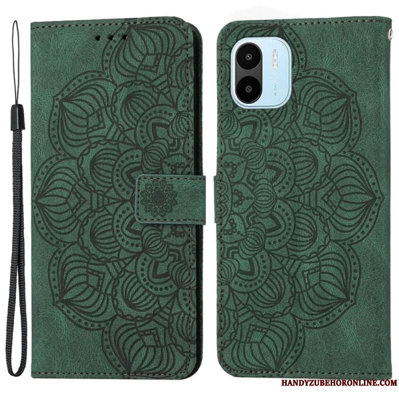 Læder Cover Xiaomi Redmi A1 Med Snor Strappy Mandala