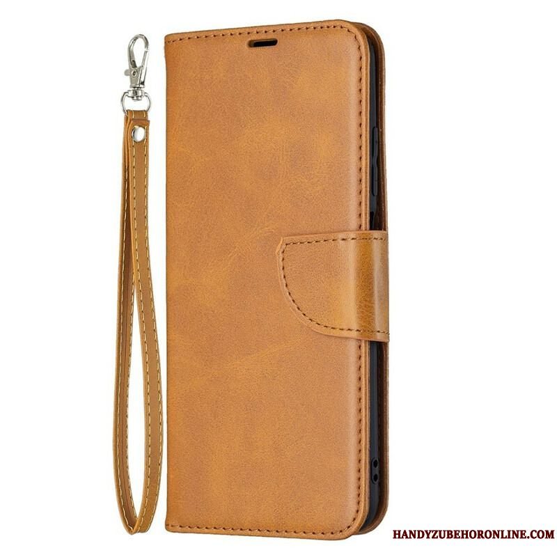 Læder Cover Xiaomi Redmi Note 10 5G Flip Cover Glat Flap Skrå