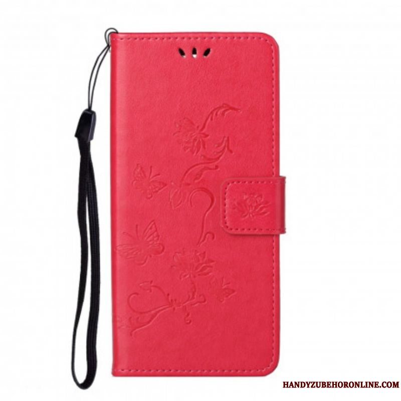 Læder Cover Xiaomi Redmi Note 10 Pro Sommerfugle Og Blomster
