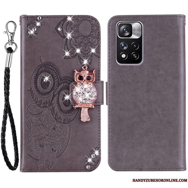 Læder Cover Xiaomi Redmi Note 11 Pro Plus 5G Ugle Mandala Og Charm