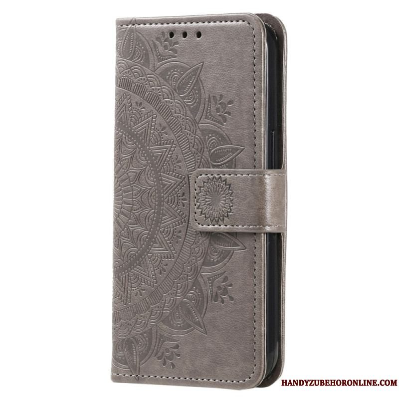 Læder Cover Xiaomi Redmi Note 12 4G Mandala Sun Med Snor