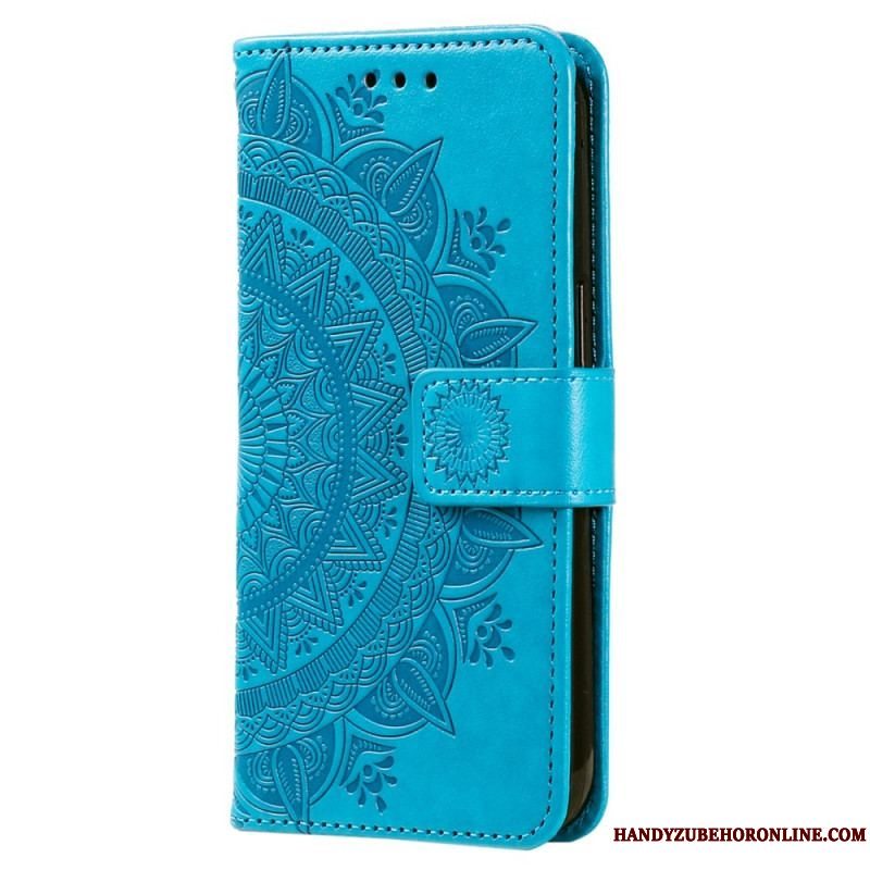 Læder Cover Xiaomi Redmi Note 12 4G Mandala Sun Med Snor