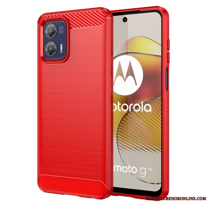 Mobilcover Moto G73 5G Børstet Kulfiber