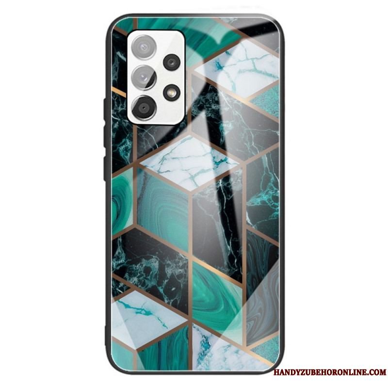 Mobilcover Samsung Galaxy A13 Geometri Marmor Hærdet Glas