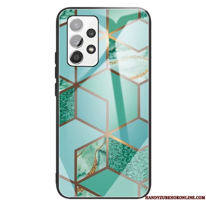 Mobilcover Samsung Galaxy A13 Geometri Marmor Hærdet Glas