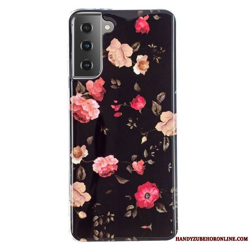 Mobilcover Samsung Galaxy S21 5G Fluorescerende Blomsterserie