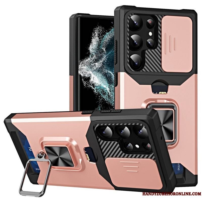 Mobilcover Samsung Galaxy S23 Ultra 5G Linsebeskytter Kortholder Og Stativ
