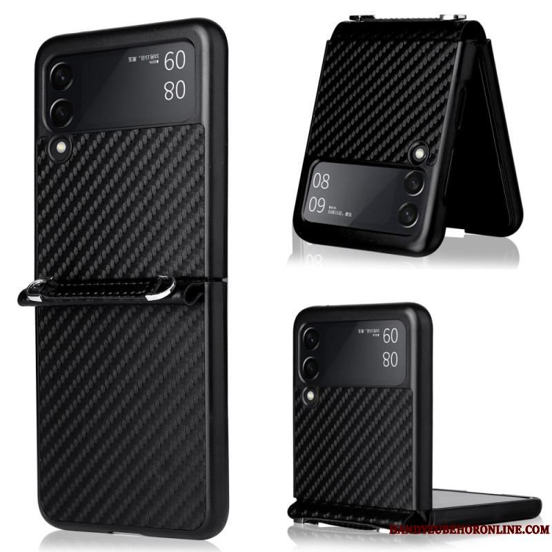 Mobilcover Samsung Galaxy Z Flip 3 5G Flip Cover Kulfiber Med Snor