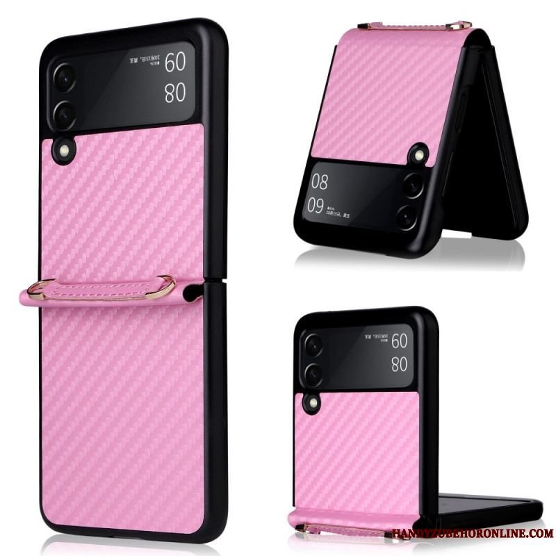 Mobilcover Samsung Galaxy Z Flip 3 5G Flip Cover Kulfiber Med Snor