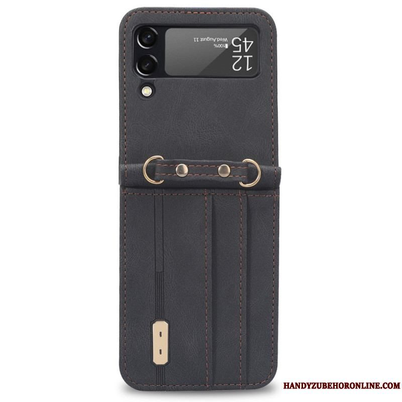 Mobilcover Samsung Galaxy Z Flip 3 5G Flip Cover Stil Læder Kortholder Og Snor