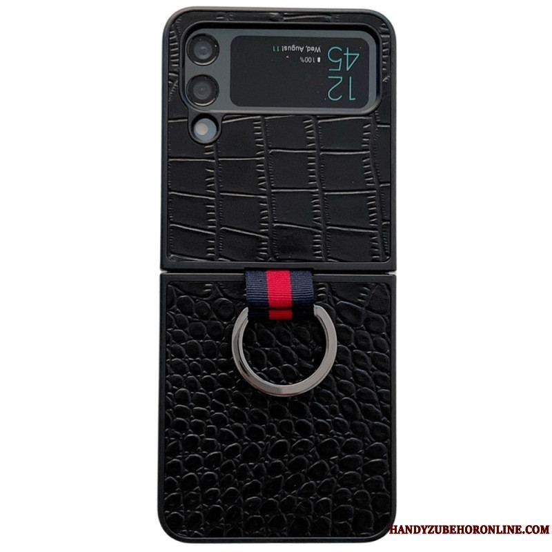 Mobilcover Samsung Galaxy Z Flip 4 Flip Cover Krokodille Og Ringstil