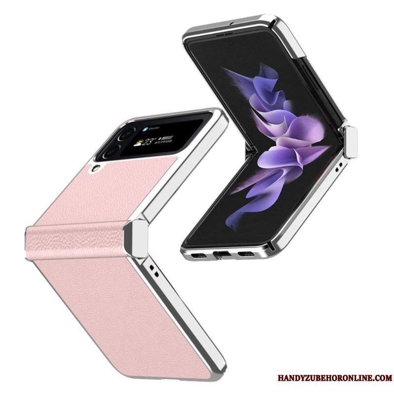 Mobilcover Samsung Galaxy Z Flip 4 Flip Cover Litchi Læder Metalkanter