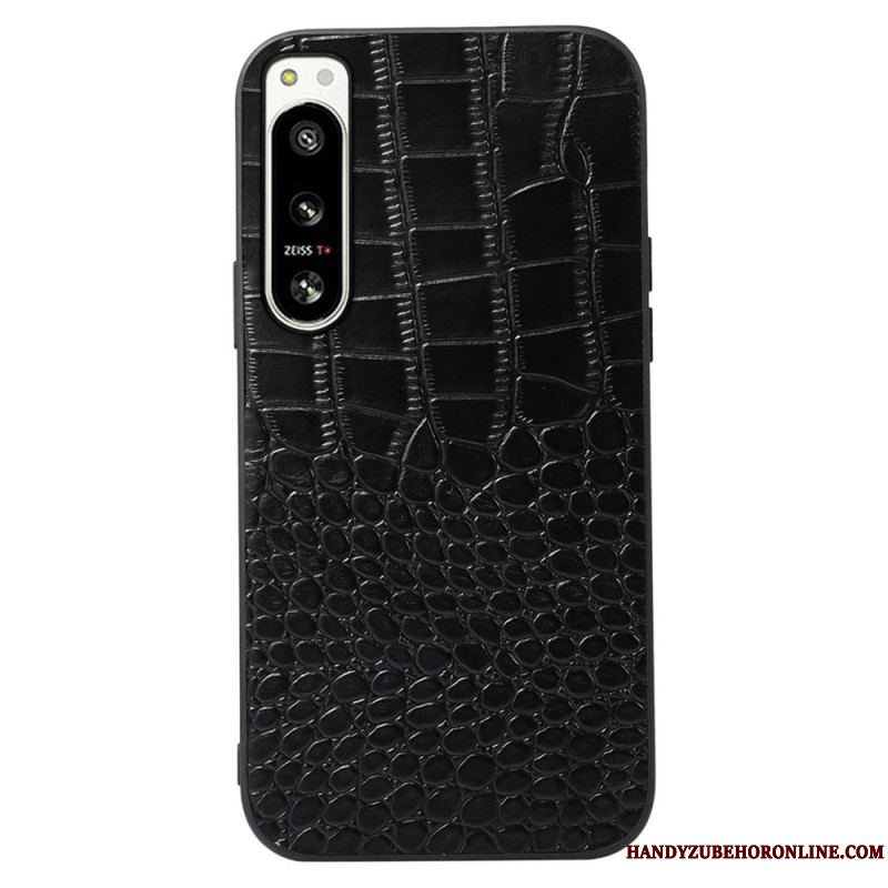 Mobilcover Sony Xperia 5 IV Ægte Crocodile Texture Læder
