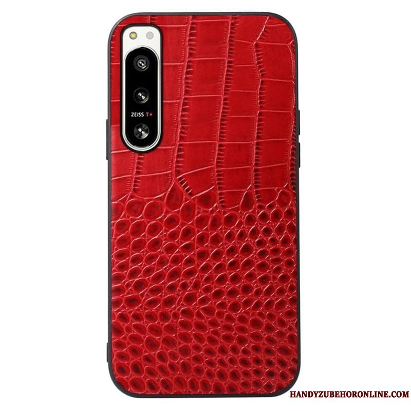 Mobilcover Sony Xperia 5 IV Ægte Crocodile Texture Læder