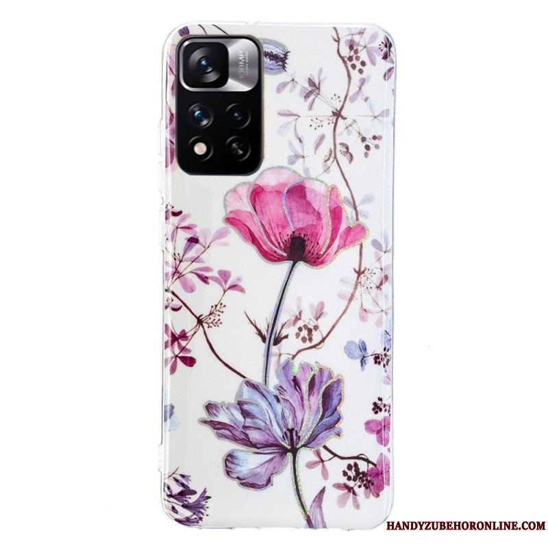 Mobilcover Xiaomi Redmi Note 11 Pro Plus 5G Marmorerede Blomster