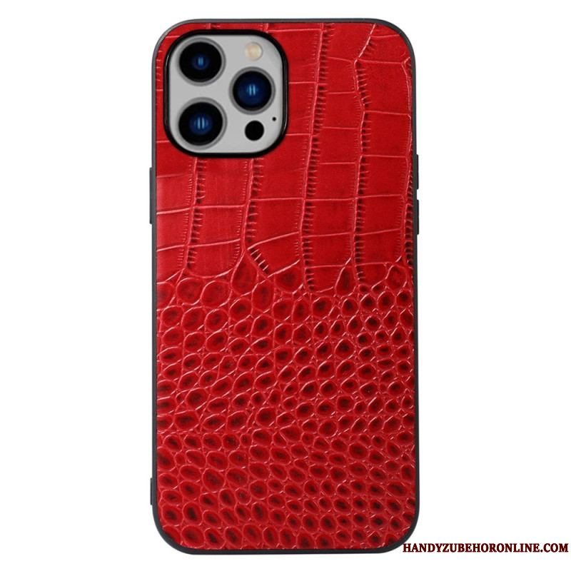 Mobilcover iPhone 14 Plus Ægte Crocodile Texture Læder