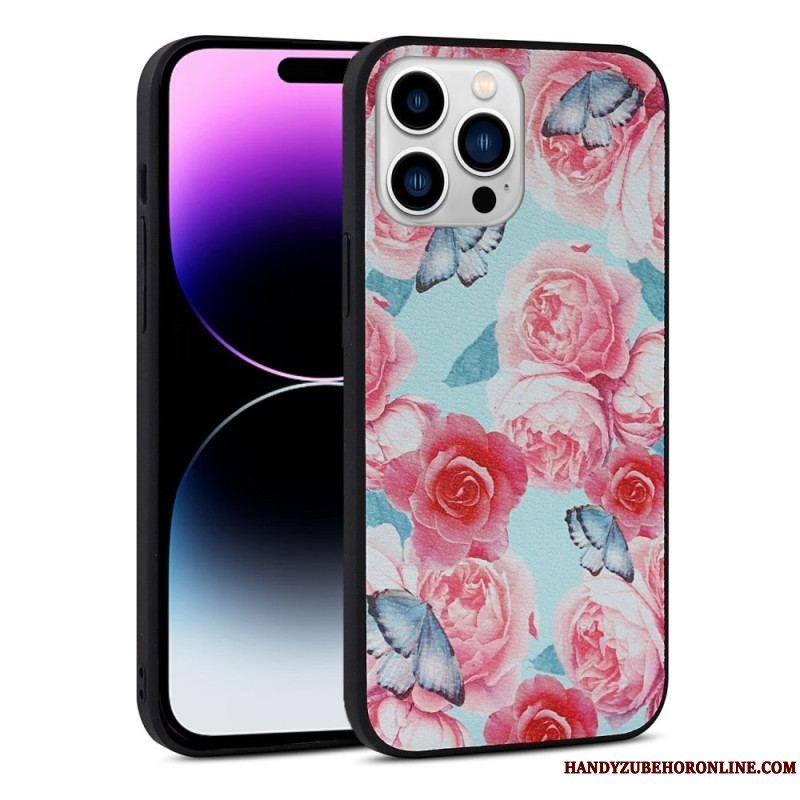 Mobilcover iPhone 14 Pro Blomster I Kunstlæder