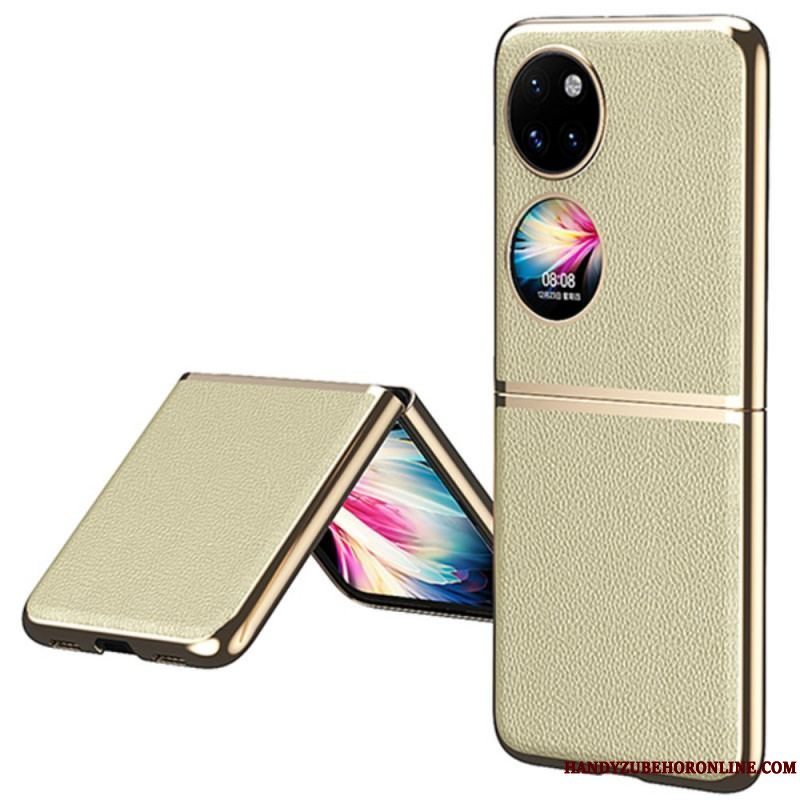 Cover Huawei P50 Pocket Kanter I Metalstil I Imiteret Læder