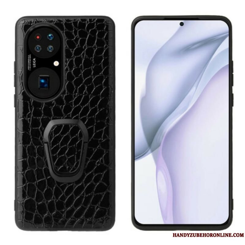 Cover Huawei P50 Pro Ring-beslag I Krokodillestil