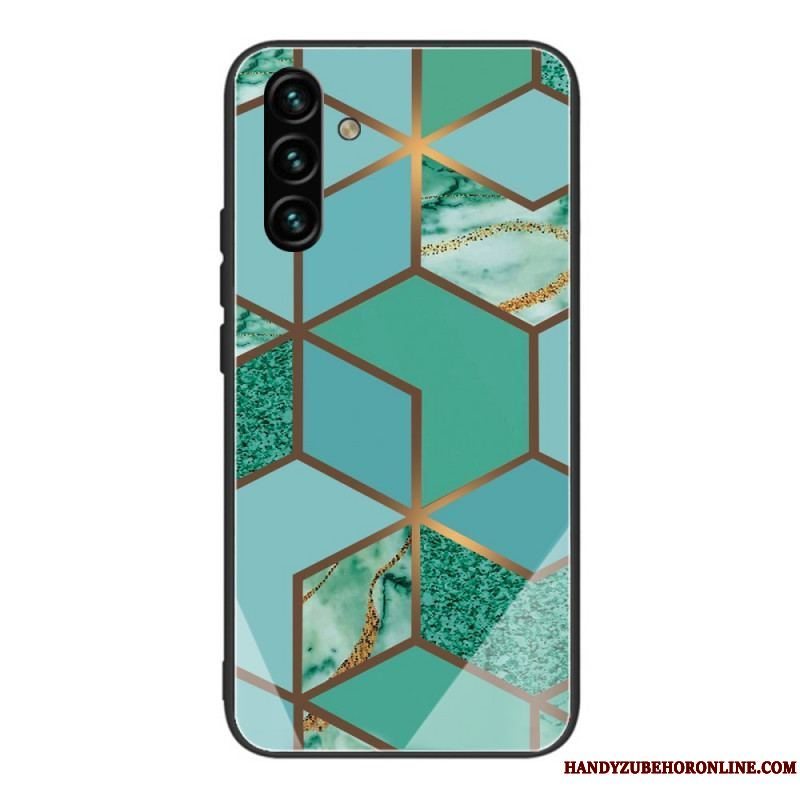 Cover Samsung Galaxy A13 5G / A04s Geometri Marmor Hærdet Glas