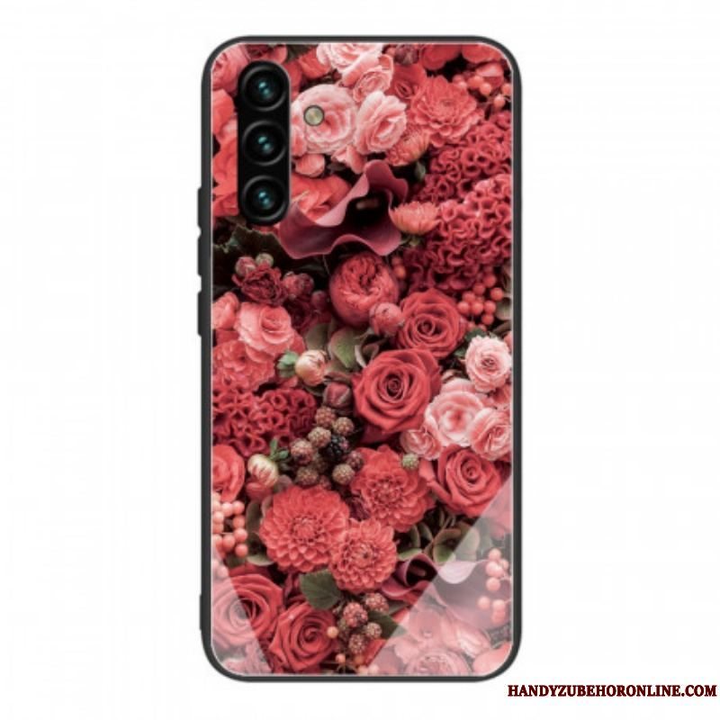 Cover Samsung Galaxy A13 5G / A04s Rose Blomster Hærdet Glas