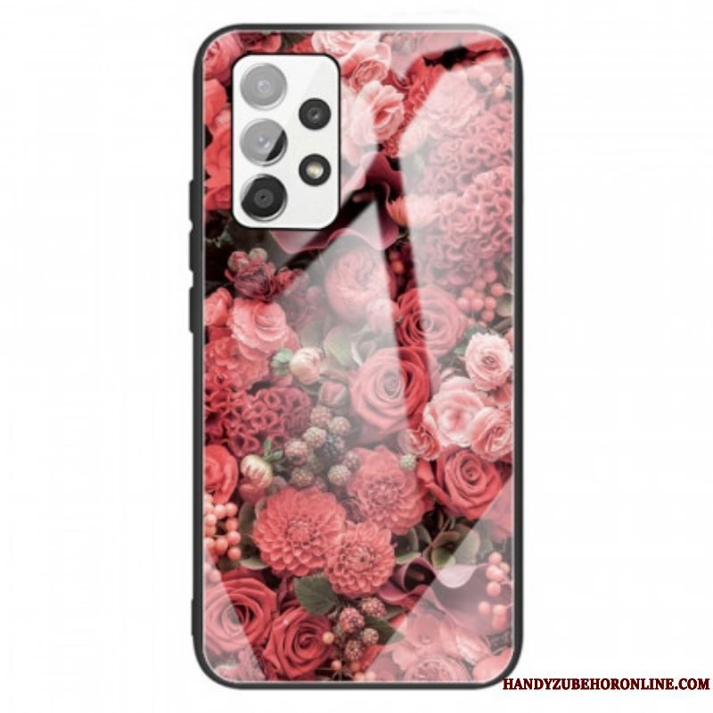 Cover Samsung Galaxy A13 Rose Blomster Hærdet Glas