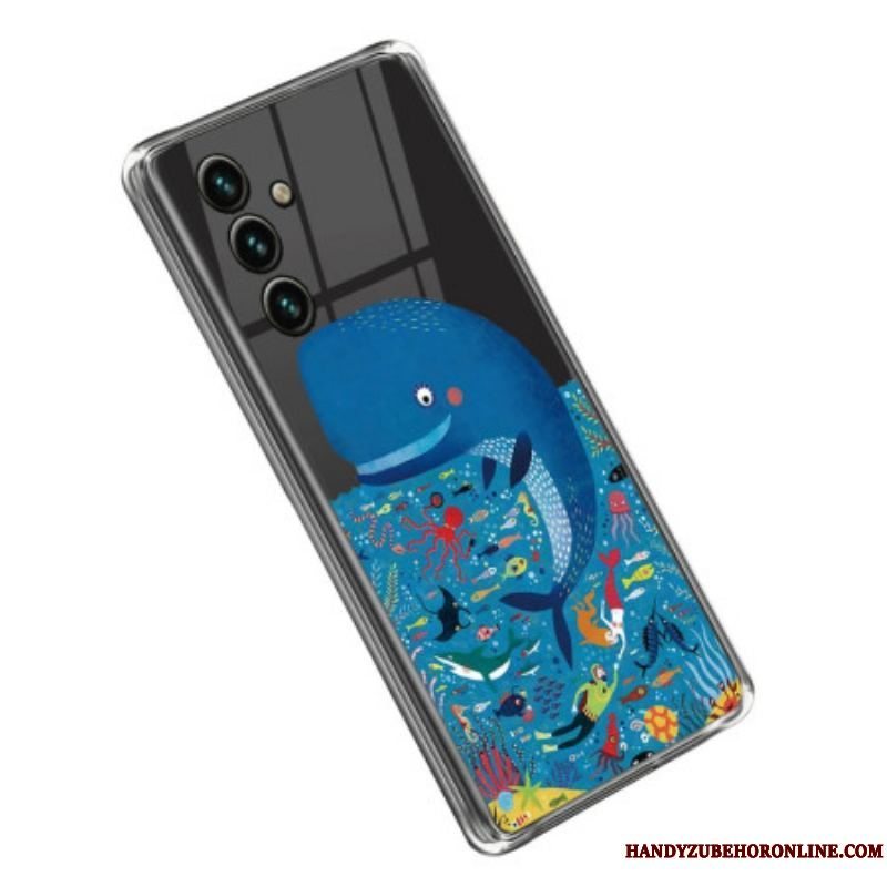 Cover Samsung Galaxy A14 / A14 5G Gennemsigtig Farverig Hval