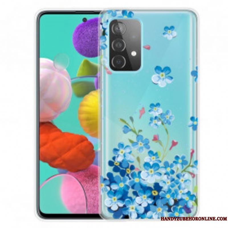 Cover Samsung Galaxy A52 4G / A52 5G / A52s 5G Blå Blomster