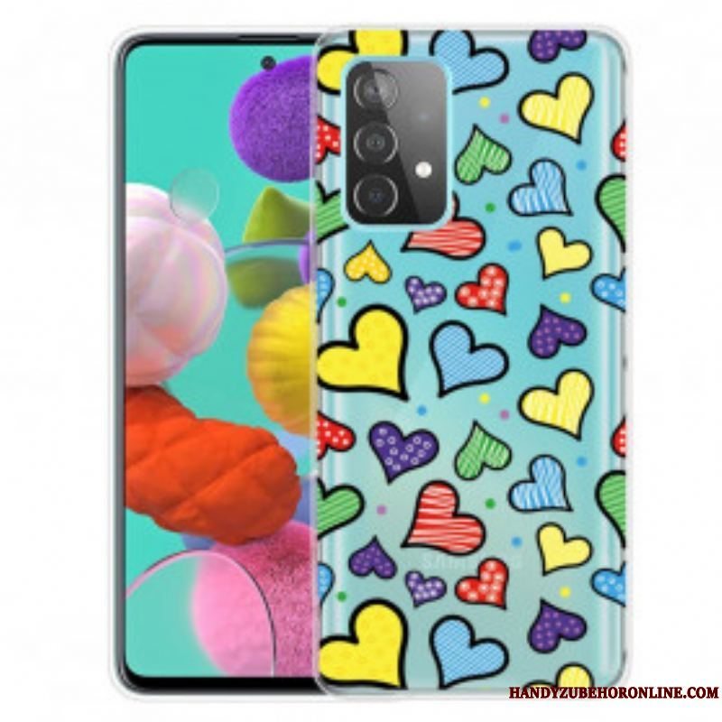 Cover Samsung Galaxy A52 4G / A52 5G / A52s 5G Flerfarvede Hjerter