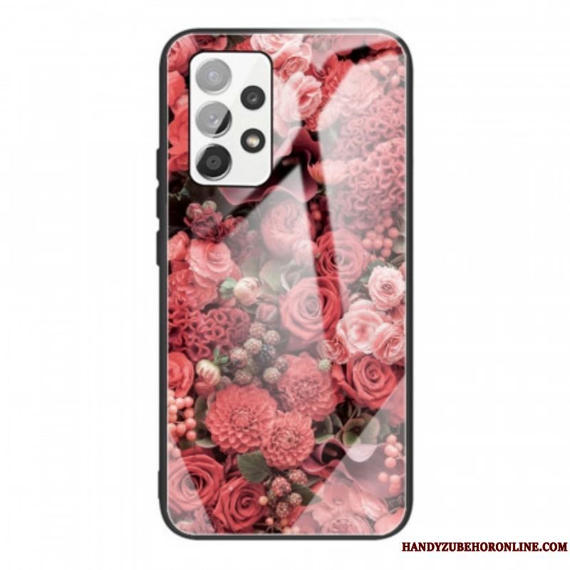 Cover Samsung Galaxy A53 5G Rose Blomster Hærdet Glas