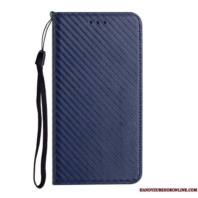 Cover Samsung Galaxy A54 5G Med Snor Flip Cover Strappy Carbon Fiber Style