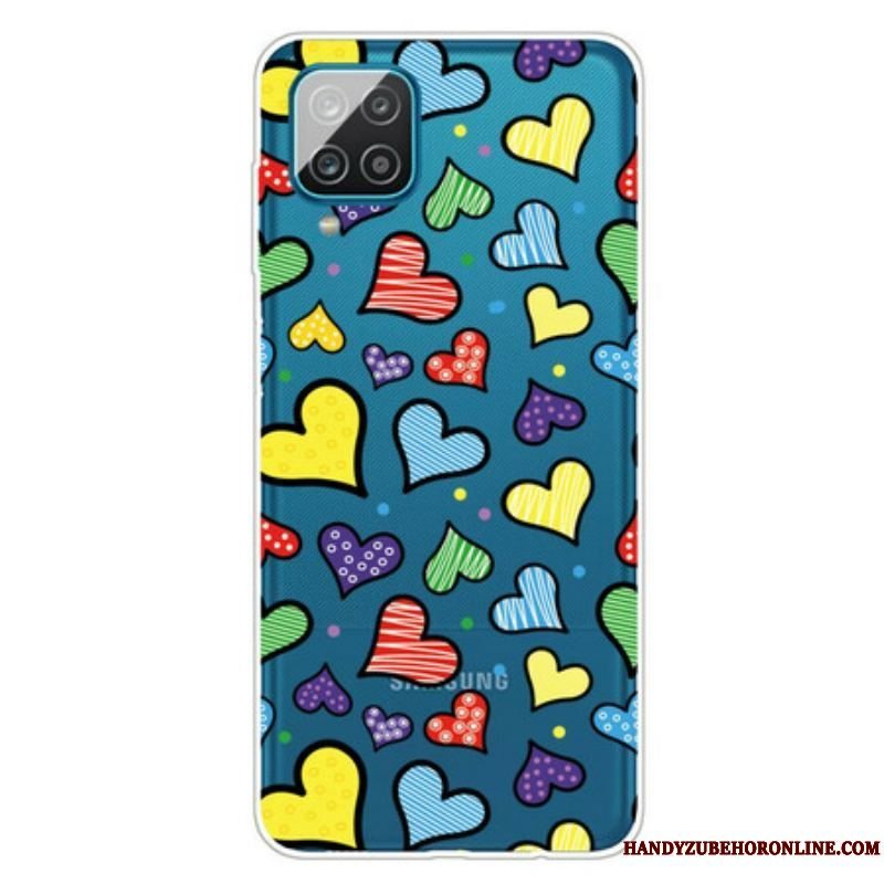 Cover Samsung Galaxy M12 / A12 Flerfarvede Hjerter