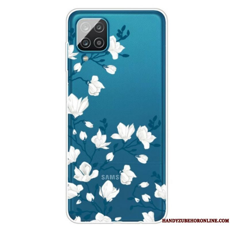 Cover Samsung Galaxy M12 / A12 Hvide Blomster
