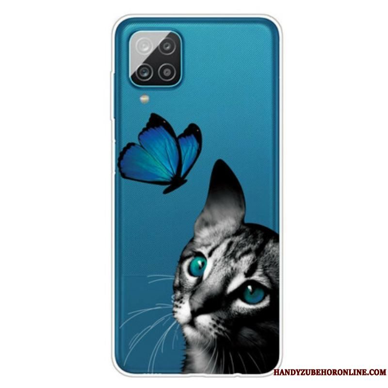 Cover Samsung Galaxy M12 / A12 Kat Og Sommerfugl