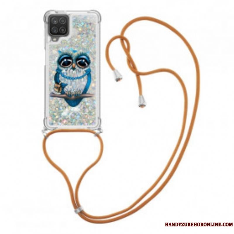 Cover Samsung Galaxy M12 / A12 Med Snor Sequin Snøre Miss Owl
