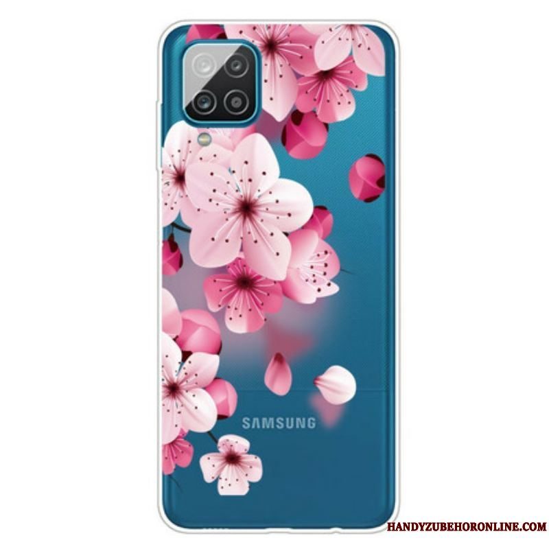 Cover Samsung Galaxy M12 / A12 Små Lyserøde Blomster