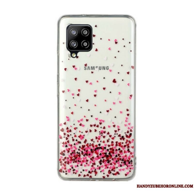 Cover Samsung Galaxy M12 / A12 Sømløse Flere Røde Hjerter