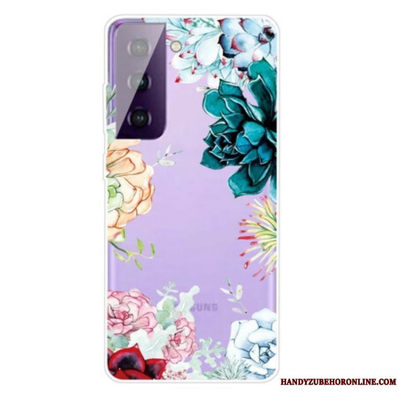 Cover Samsung Galaxy S21 5G Akvarel Blomster