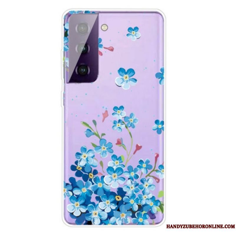 Cover Samsung Galaxy S21 5G Blå Blomster