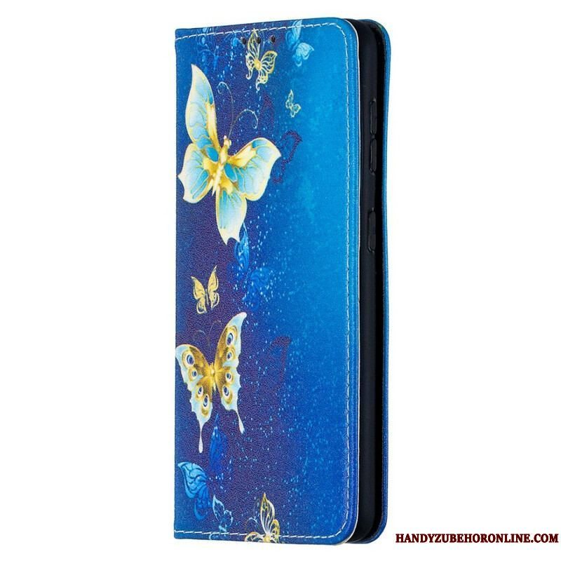 Cover Samsung Galaxy S21 5G Flip Cover Farverige Sommerfugle