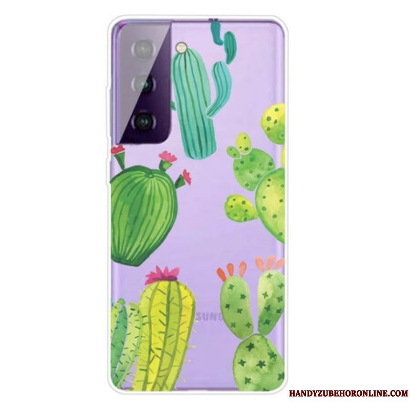 Cover Samsung Galaxy S21 FE Akvarel Kaktusser