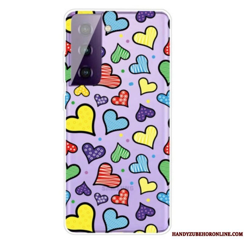 Cover Samsung Galaxy S21 FE Flerfarvede Hjerter