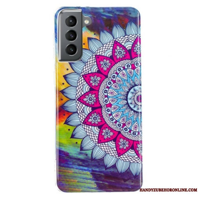 Cover Samsung Galaxy S21 FE Fluorescerende Farverig Mandala