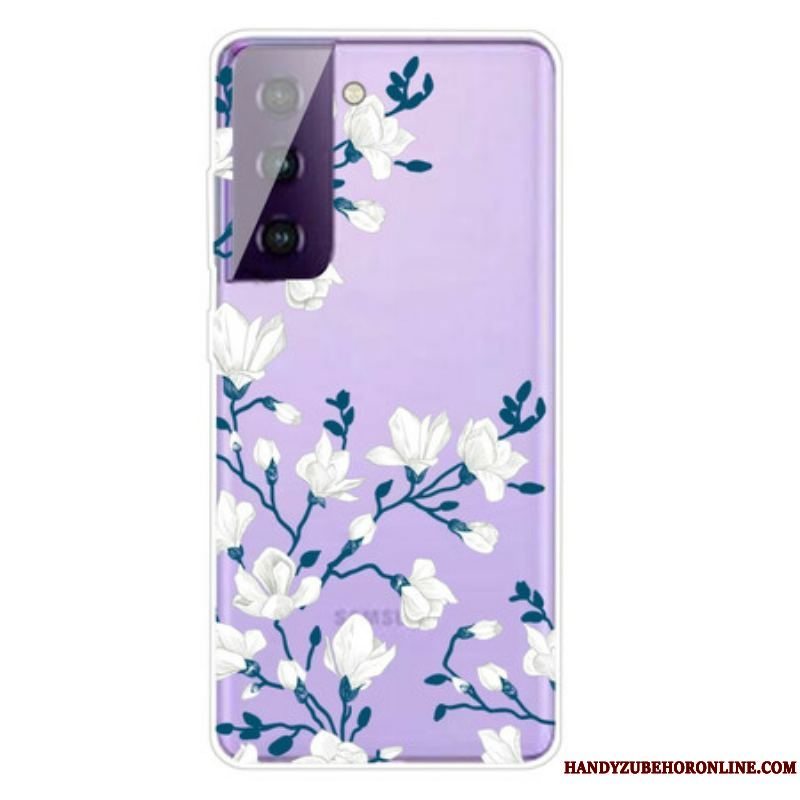 Cover Samsung Galaxy S21 FE Hvide Blomster
