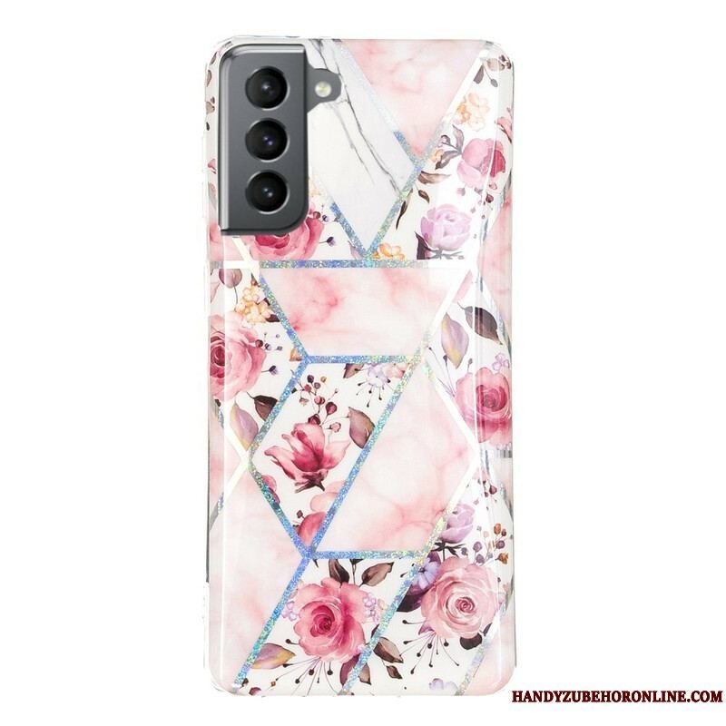 Cover Samsung Galaxy S21 FE Marmorerede Blomster
