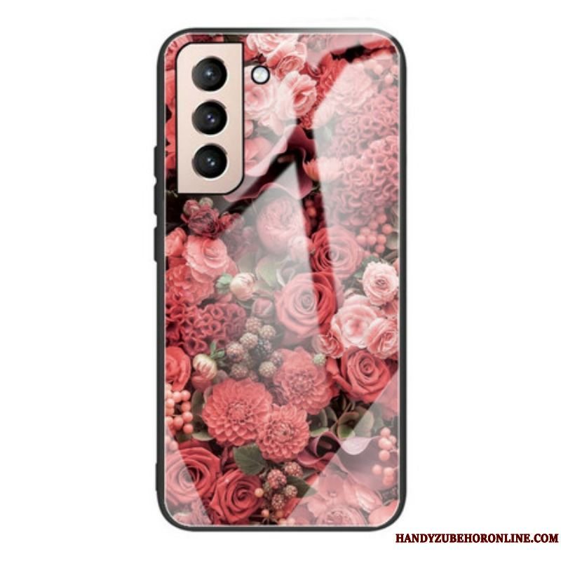 Cover Samsung Galaxy S21 FE Rose Blomster Hærdet Glas