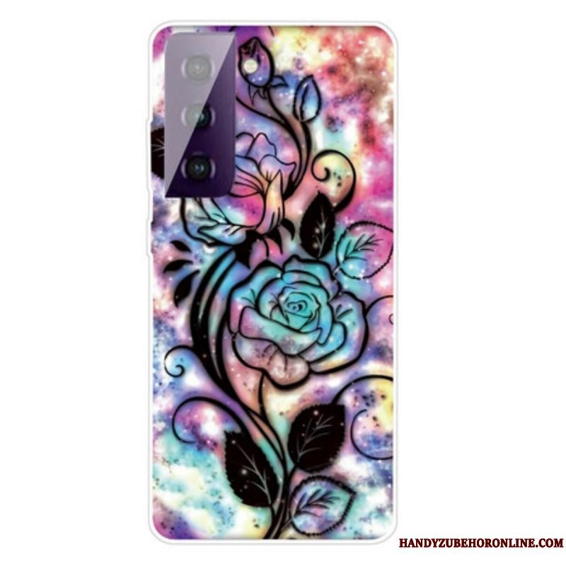 Cover Samsung Galaxy S21 Plus 5G Grafisk Blomst