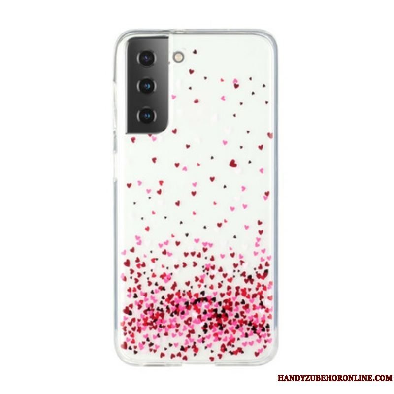 Cover Samsung Galaxy S21 Plus 5G Sømløse Flere Røde Hjerter