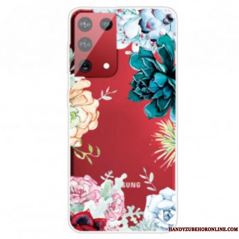Cover Samsung Galaxy S21 Ultra 5G Akvarel Blomster