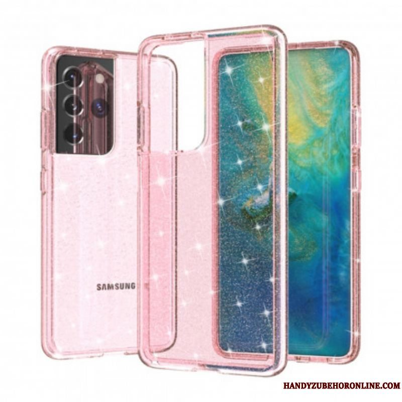 Cover Samsung Galaxy S21 Ultra 5G Gennemsigtige Pailletter